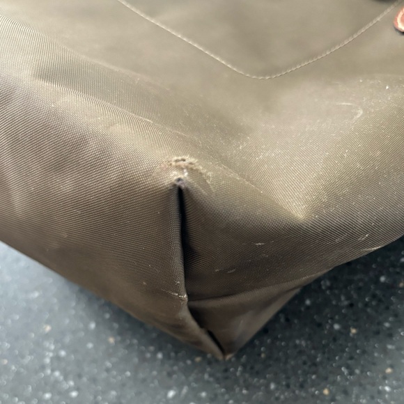 Longchamp Olive Green Leather Trim Tote Bag - Picture 9 of 10